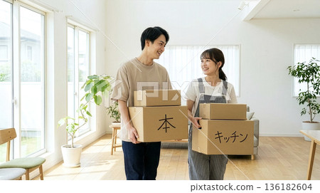 Young couple moving 136182604