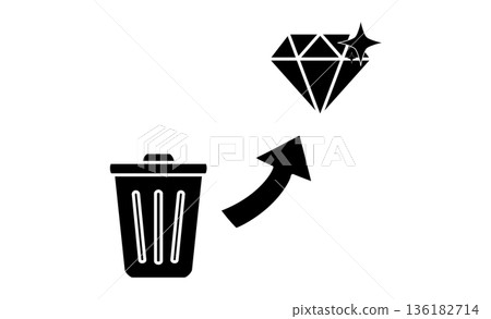 A concept illustration symbolizing "upcycling," which turns trash into treasure. 136182714