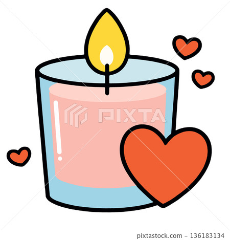 Candle heart flame love romance relaxation illustration red blue cute simple happy peaceful warm 136183134