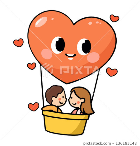 Heart balloon couple cartoon love romance happy cute illustration floating together Heart balloon couple cartoon love romance happy cute illustration floating together 136183148