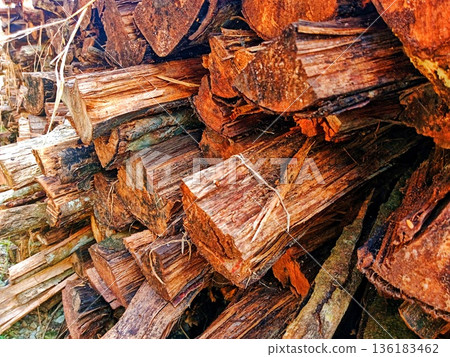 photo of a pile of dry firewood photo of a pile of dry firewood 136183462