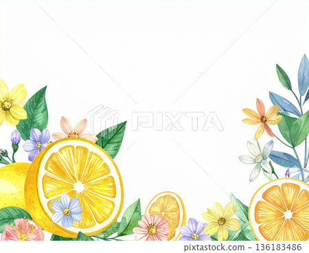 檸檬和花朵框架 136183486