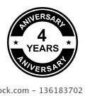 4 years anniversary gold icon vector for graphic design, logo, website, social media, mobile app, UI illustration 136183702