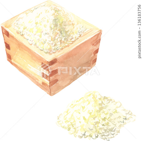 Illustration of rice in a masu vector Illustration of rice in a masu vector 136183756