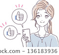 Influencer woman SNS Like notifications never stop Vector illustration material 136183936