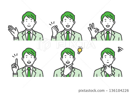 Suit men, gesture pose set 136184226