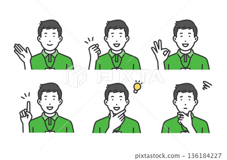Male staff, gesture pose set Male staff, gesture pose set 136184227
