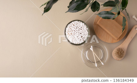 Eco-friendly bathroom essentials with natural skincare products Eco-friendly bathroom essentials with natural skincare products 136184349