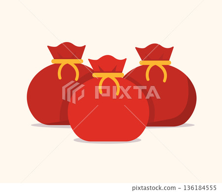Red Money Bag vector illustration	 136184555