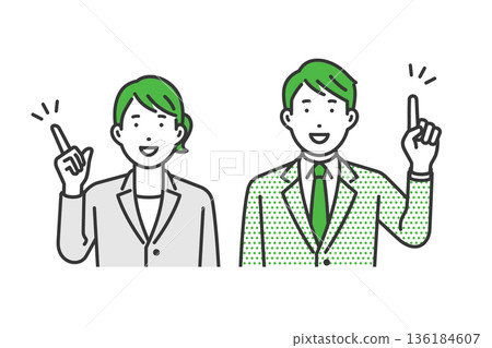 Pointing, men and women in suits 136184607