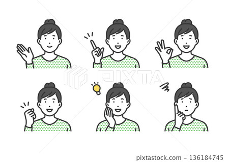 Casual women, gesture pose set Casual women, gesture pose set 136184745