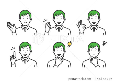 Casual men, gesture pose set 136184746