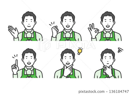 男性店員，手勢姿勢集 136184747