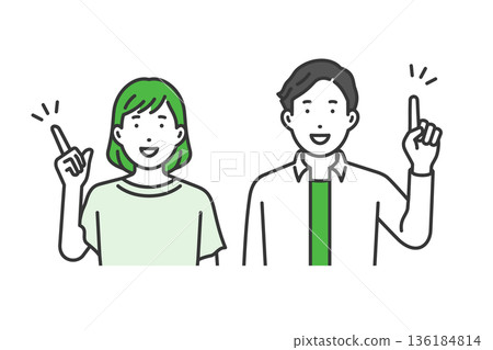 Pointing, creator, casual clothes, men and women Pointing, creator, casual clothes, men and women 136184814