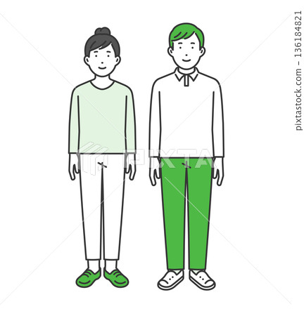 Life size, plain clothes men and women 136184821