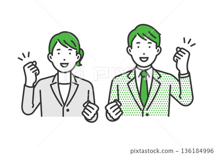 Fist pump, men and women in suits Fist pump, men and women in suits 136184996