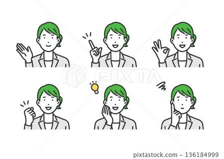 Suit woman, gesture pose set Suit woman, gesture pose set 136184999