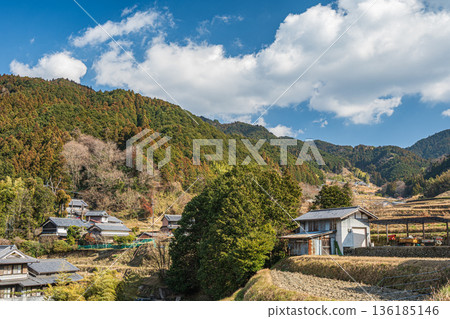 Mountain village scenery in Asuka Village, Nara Prefecture 136185146