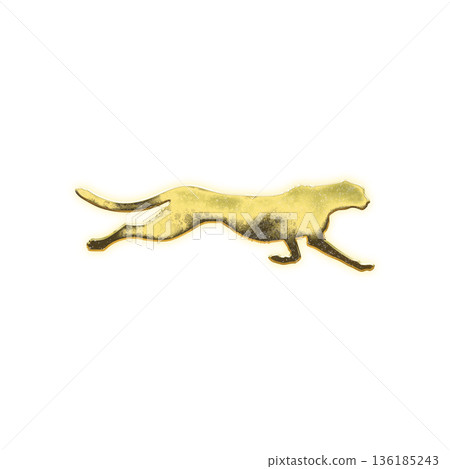 金色奔跑的獵豹（透明通道） 136185243