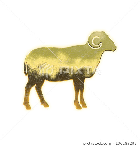 Golden Sheep with Alpha Channel 136185293