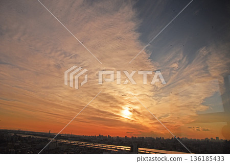 Evening landscape in the city 136185433