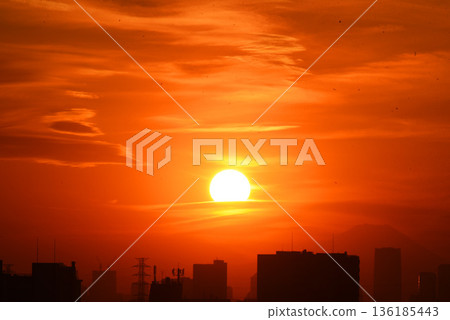 夕陽的天空風景 夕陽的天空風景 136185443