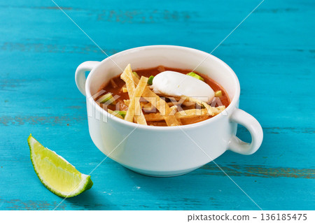 Sopa de Tortilla (Sopa Azteca) (Mexican cuisine) Sopa de Tortilla (Sopa Azteca) (Mexican cuisine) 136185475