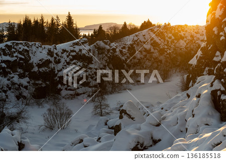 Winter landscape from Thingvellir National Park 136185518