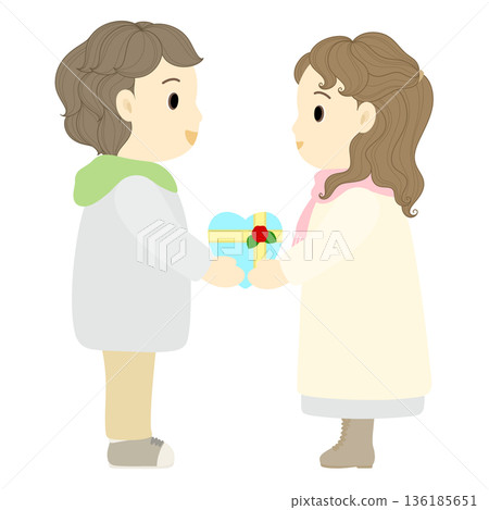 白色情人節_男子送禮物給女子 136185651