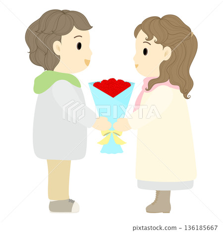 White Day_Man giving a gift to a woman 136185667