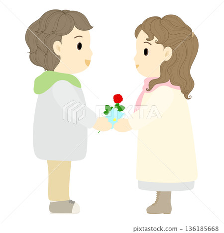 White Day_Man giving a gift to a woman 136185668