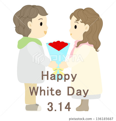 White Day_Man giving a gift to a woman 136185687