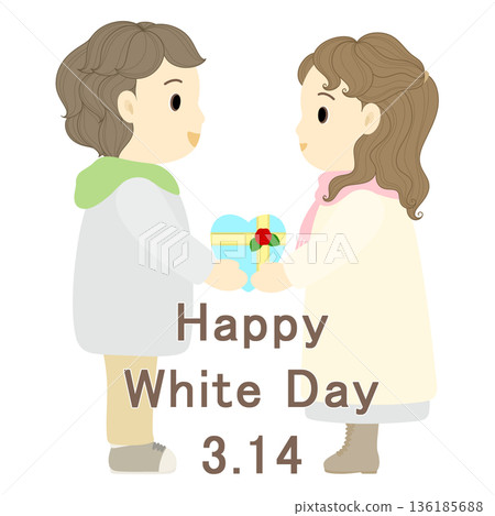 White Day_Man giving a gift to a woman 136185688