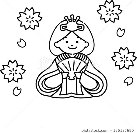 Hina dolls (line drawing) Hina dolls (line drawing) 136185690