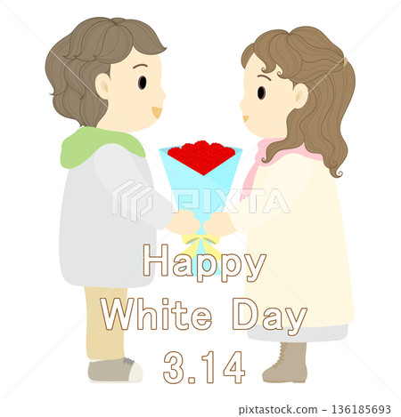 White Day_Man giving a gift to a woman 136185693