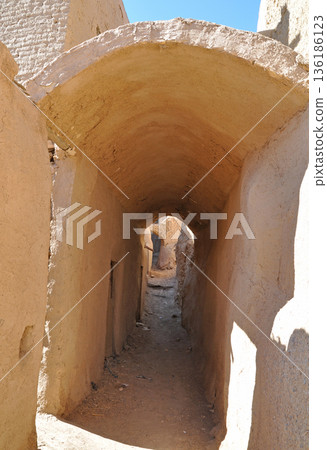 Iran, Silk Road, ruins near Yazd, Hanaq Citadel ruins, maze-like passages Iran, Silk Road, ruins near Yazd, Hanaq Citadel ruins, maze-like passages 136186123