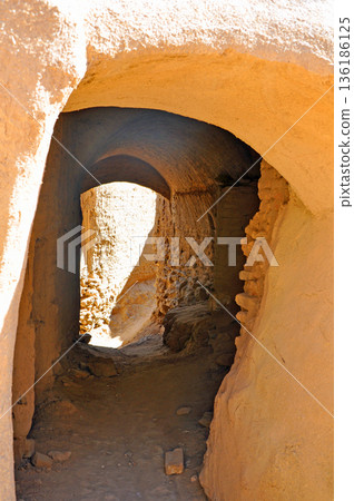 Iran, Silk Road, ruins near Yazd, Hanaq Citadel ruins, maze-like passages Iran, Silk Road, ruins near Yazd, Hanaq Citadel ruins, maze-like passages 136186125