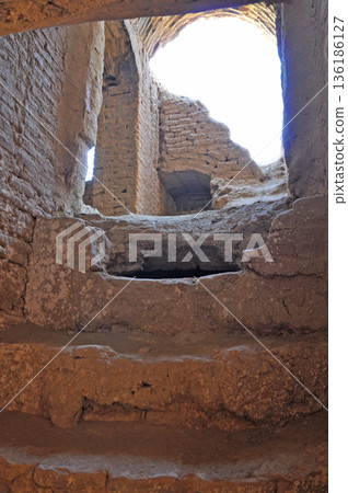 Iran, Silk Road, ruins near Yazd, Hanaq Citadel ruins, maze-like passages Iran, Silk Road, ruins near Yazd, Hanaq Citadel ruins, maze-like passages 136186127