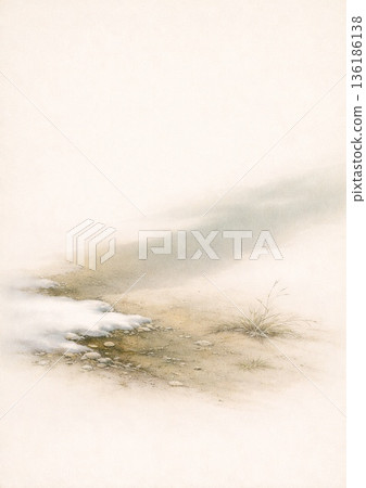 融雪中的草原景色 136186138