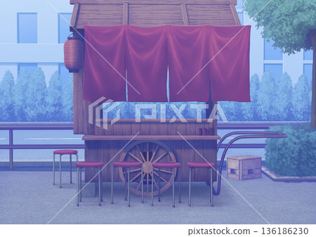 Mobile food stall background illustration 01 Mobile food stall background illustration 01 136186230