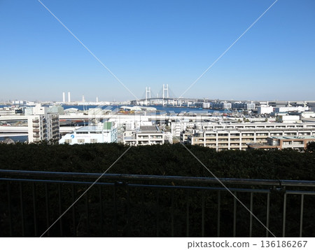 View from Minato Mirai Park (observation deck) in Naka Ward, Yokohama (Yokohama Port, Yokohama Bay Bridge, Tokyo Skytree, etc.) 136186267