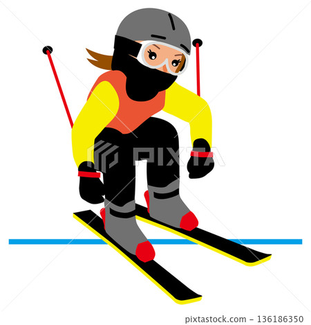 冬季運動比賽女子插畫 - 滑雪越野賽 01 冬季運動比賽女子插畫 - 滑雪越野賽 01 136186350