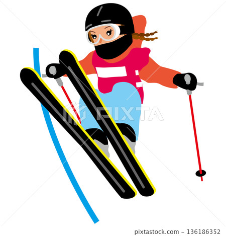 冬季運動比賽女子滑雪U型場地技巧賽插圖 136186352