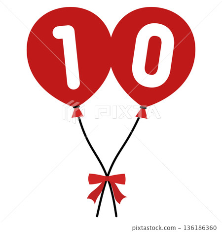 A cute round balloon with the number 10 inside 136186360