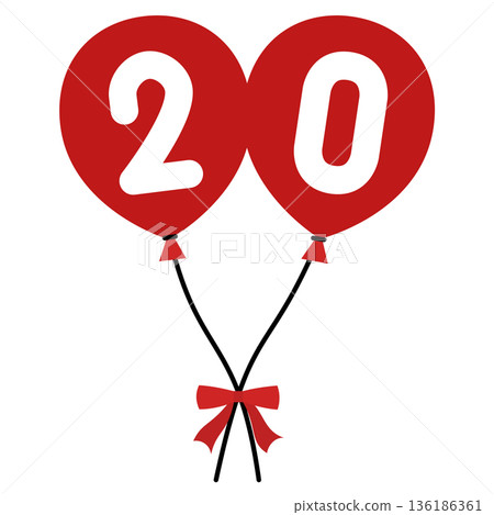 A cute round balloon with the number 20 inside 136186361