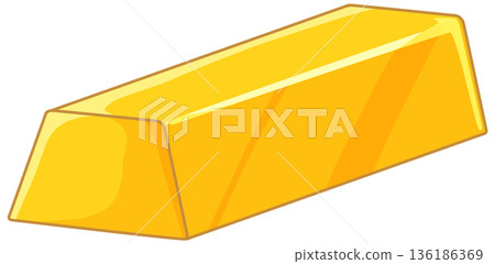 Single Shiny Gold Bullion Bar Vector Illustration on White Background Single Shiny Gold Bullion Bar Vector Illustration on White Background 136186369