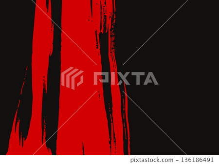 Japanese Red Ink Brush Stroke Vector Banner 136186491