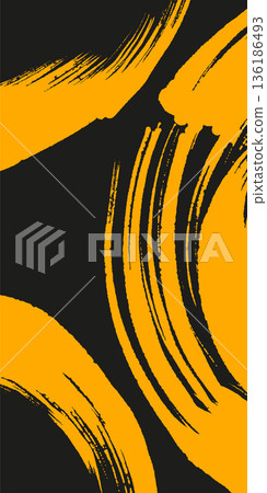 Vector black and yellow ink brush stroke 136186493