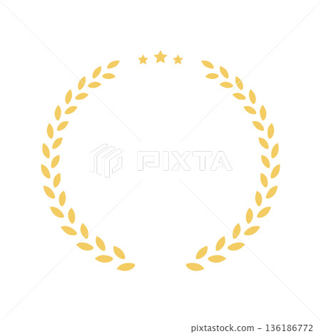 Simple gold frame material with stars and laurel wreath Simple gold frame material with stars and laurel wreath 136186772