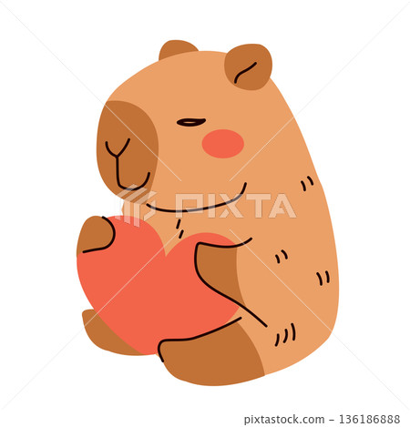 Cute Capybara Holding Red Heart Cartoon Vector Illustration Cute Capybara Holding Red Heart Cartoon Vector Illustration 136186888